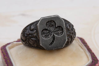 Antique Berlin iron signet ring, c.1820, with clover bezel