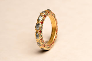 Antique Royal Siamese gold, diamond and enamel eternity ring, about 1800