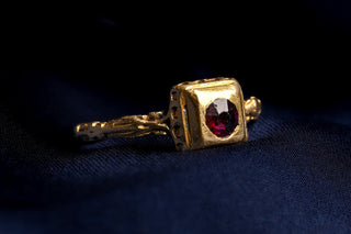 Antique 17th century gold and ruby ring with box bezel