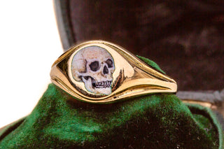 Antique Gold Skull Signet Ring