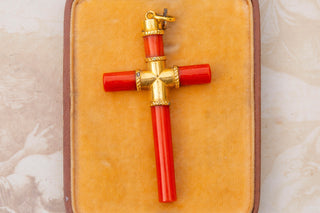 19th Century Coral Cross Pendant