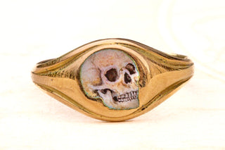 Antique Gold Skull Signet Ring