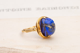 Egyptian Lapis Lazuli Scarab Ring