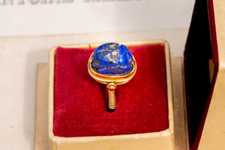 Egyptian Lapis Lazuli Scarab Ring