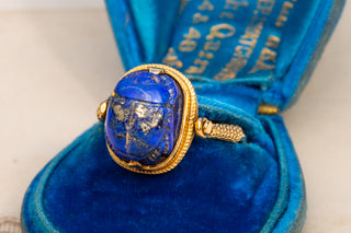 Egyptian Lapis Lazuli Scarab Ring