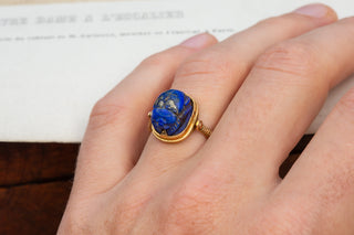 Egyptian Lapis Lazuli Scarab Ring