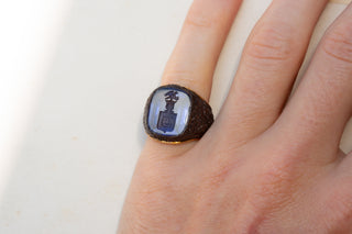 Rare Noble Sapphire and Iron Ring