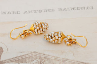 Antique Italian Pearl Grape Earrings