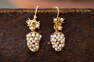 Antique Italian Pearl Grape Earrings