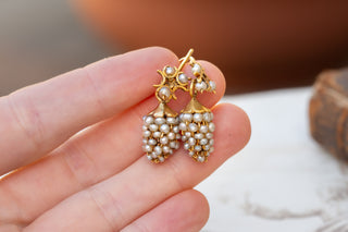 Antique Italian Pearl Grape Earrings