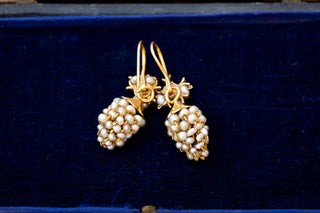 Antique Italian Pearl Grape Earrings