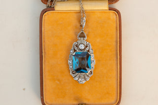 Art Deco Topaz & Diamond Necklace