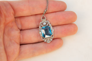 Art Deco Topaz & Diamond Necklace