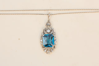 Art Deco Topaz & Diamond Necklace