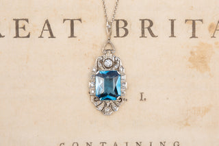 Art Deco Topaz & Diamond Necklace