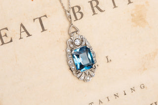 Art Deco Topaz & Diamond Necklace