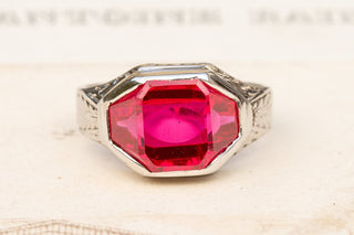 Art Deco White Gold Ruby Ring