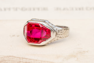 Art Deco White Gold Ruby Ring