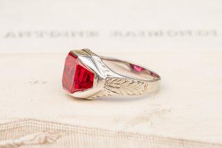 Art Deco White Gold Ruby Ring