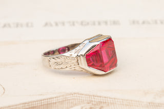 Art Deco White Gold Ruby Ring