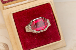 Art Deco White Gold Ruby Ring