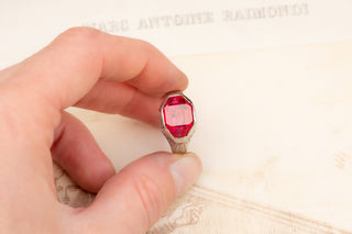 Art Deco White Gold Ruby Ring