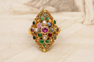 Antique Gold Navaratna Ring