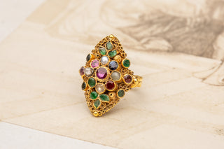 Antique Gold Navaratna Ring