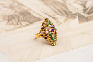 Antique Gold Navaratna Ring