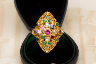 Antique Gold Navaratna Ring