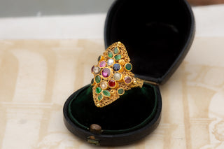 Antique Gold Navaratna Ring