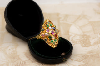 Antique Gold Navaratna Ring