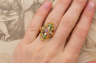 Antique Gold Navaratna Ring