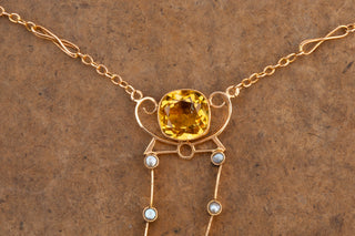 Late Victorian Citrine Drop Necklace