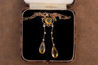 Late Victorian Citrine Drop Necklace