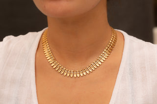 French Gold Amphora Fringe Necklace