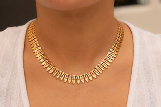 French Gold Amphora Fringe Necklace