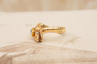 Vintage Austrian Gold Snake Ring with 0.5ct Old Cut Diamond c.1930