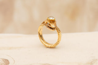 Vintage Austrian Gold Snake Ring with 0.5ct Old Cut Diamond c.1930