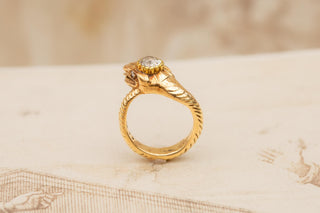 Vintage Austrian Gold Snake Ring with 0.5ct Old Cut Diamond c.1930