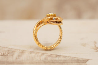 Vintage Austrian Gold Snake Ring with 0.5ct Old Cut Diamond c.1930