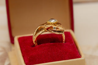 Vintage Austrian Gold Snake Ring with 0.5ct Old Cut Diamond c.1930