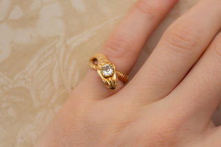 Vintage Austrian Gold Snake Ring with 0.5ct Old Cut Diamond c.1930