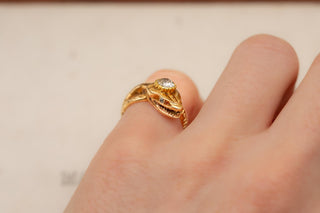 Vintage Austrian Gold Snake Ring with 0.5ct Old Cut Diamond c.1930