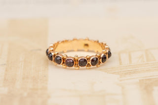 Antique Gold Eternity Ring Rose-Cut Garnet Band Ring