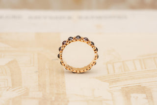 Antique Gold Eternity Ring Rose-Cut Garnet Band Ring