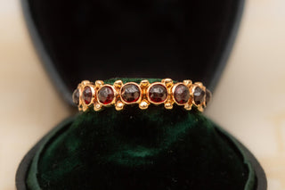 Antique Gold Eternity Ring Rose-Cut Garnet Band Ring