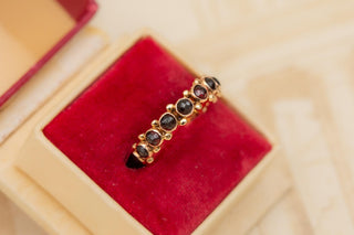 Antique Gold Eternity Ring Rose-Cut Garnet Band Ring