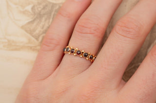 Antique Gold Eternity Ring Rose-Cut Garnet Band Ring