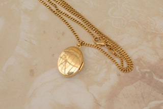 Vintage Swedish 18K Gold and Enamel Locket Necklace, c. 1940s